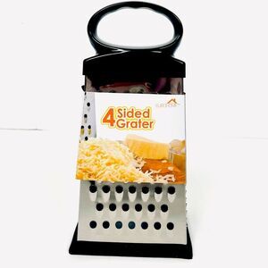 4 Side Stainless Steel, Black Cheese Grater, Shredder, and Slicer 9 Inch